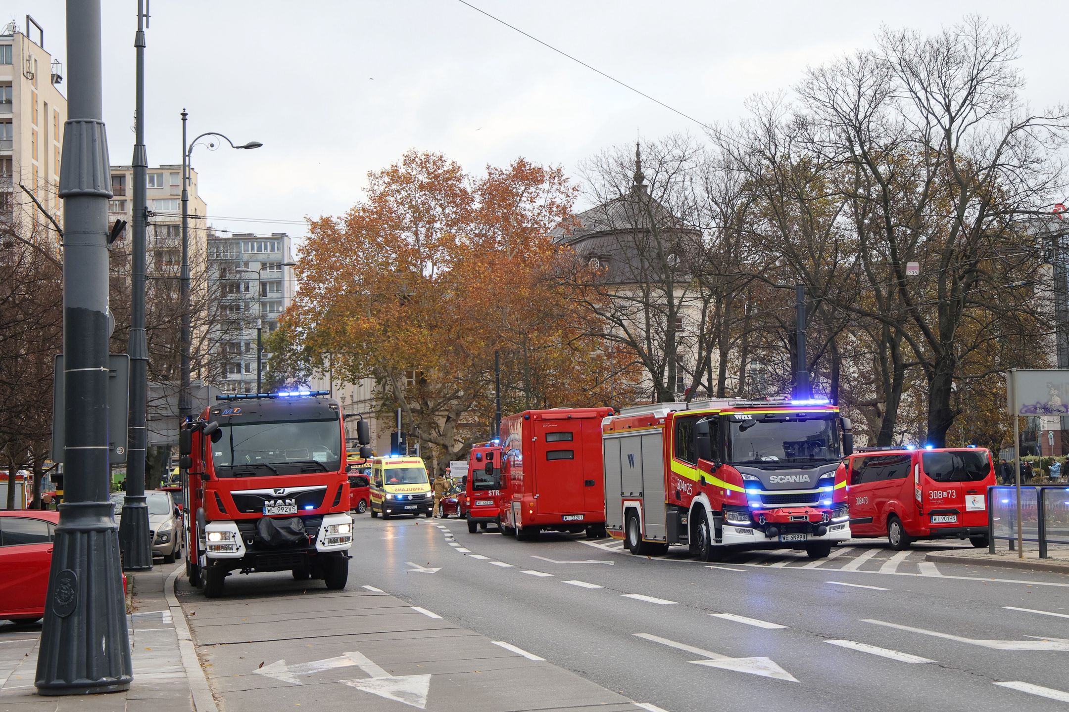 Miejsce zderzenia dwóch tramwajów i autobusu