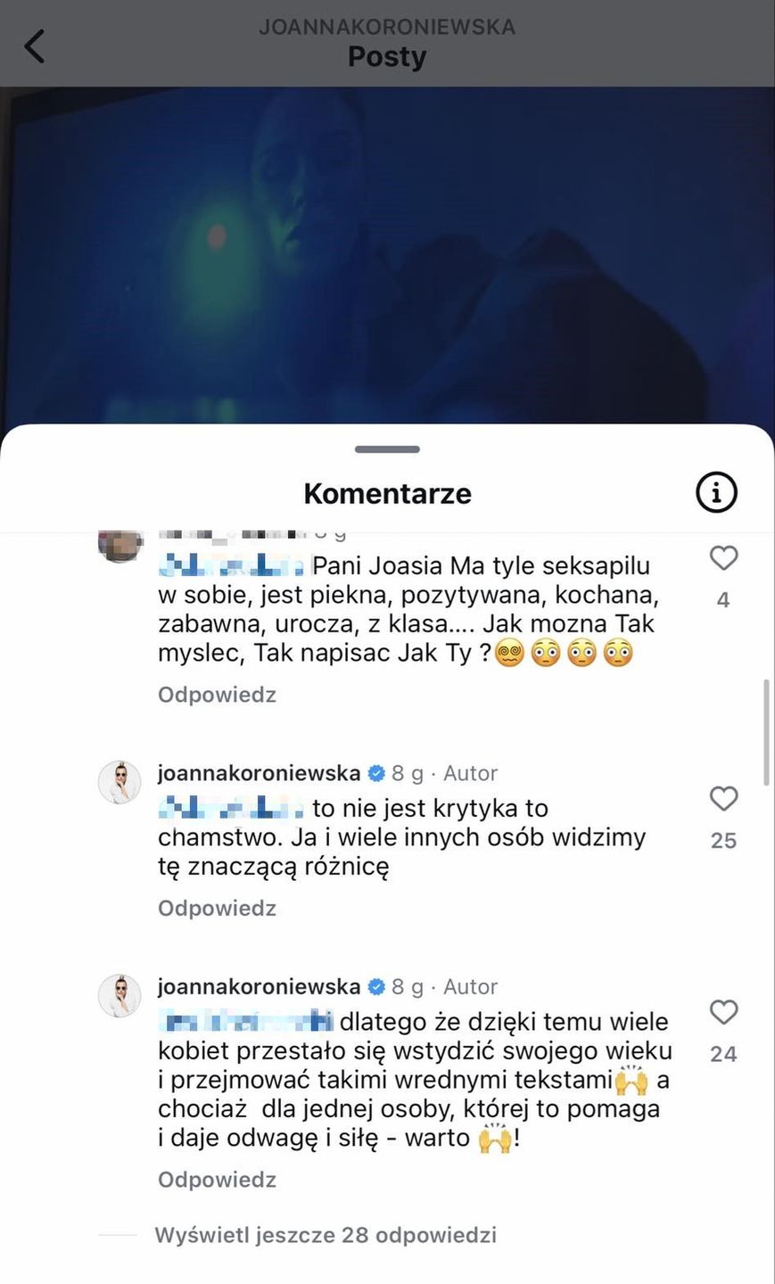 Dyskusja na profilu Joanny Koroniewskiej
