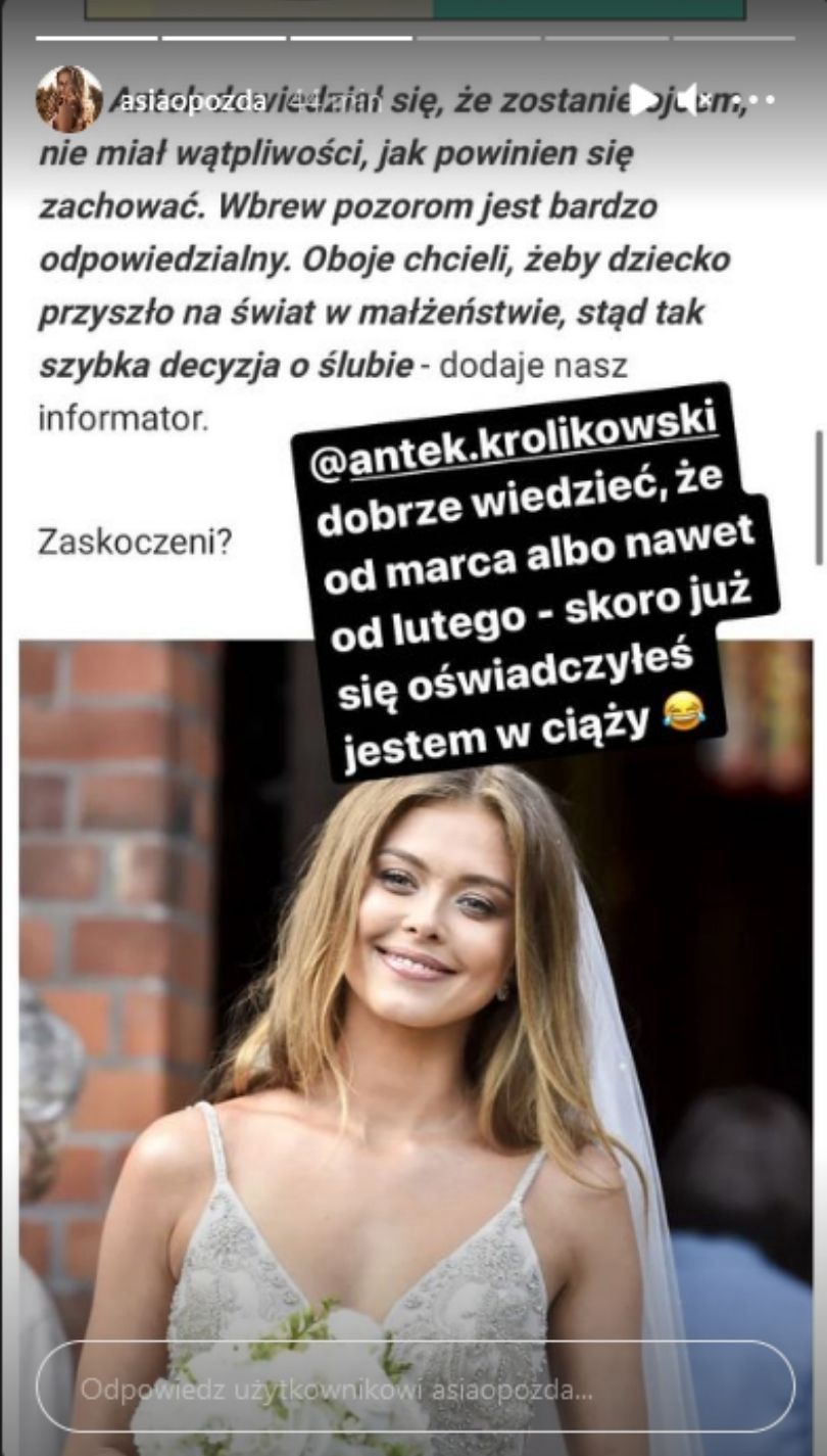 Joanna Opozda zapewnia, że ciąża nie była powodem ślubu z Antkiem Królikowskim