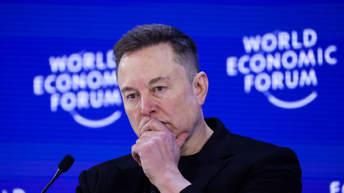 Elon Musk, chief executive officer of Tesla Inc., during the World Economic Forum (WEF) in Davos, Switzerland, on Thursday, Jan. 22, 2026. The annual Davos gathering of political leaders, top executives and celebrities runs from Jan. 19-23. Photographer: Krisztian Bocsi/Bloomberg via Getty Images