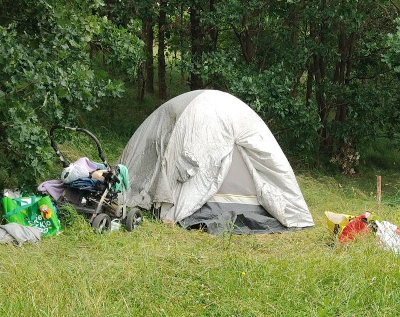 Bezdomni rozbili obóz nad Zalewem Witoszówka. Interwencja służb