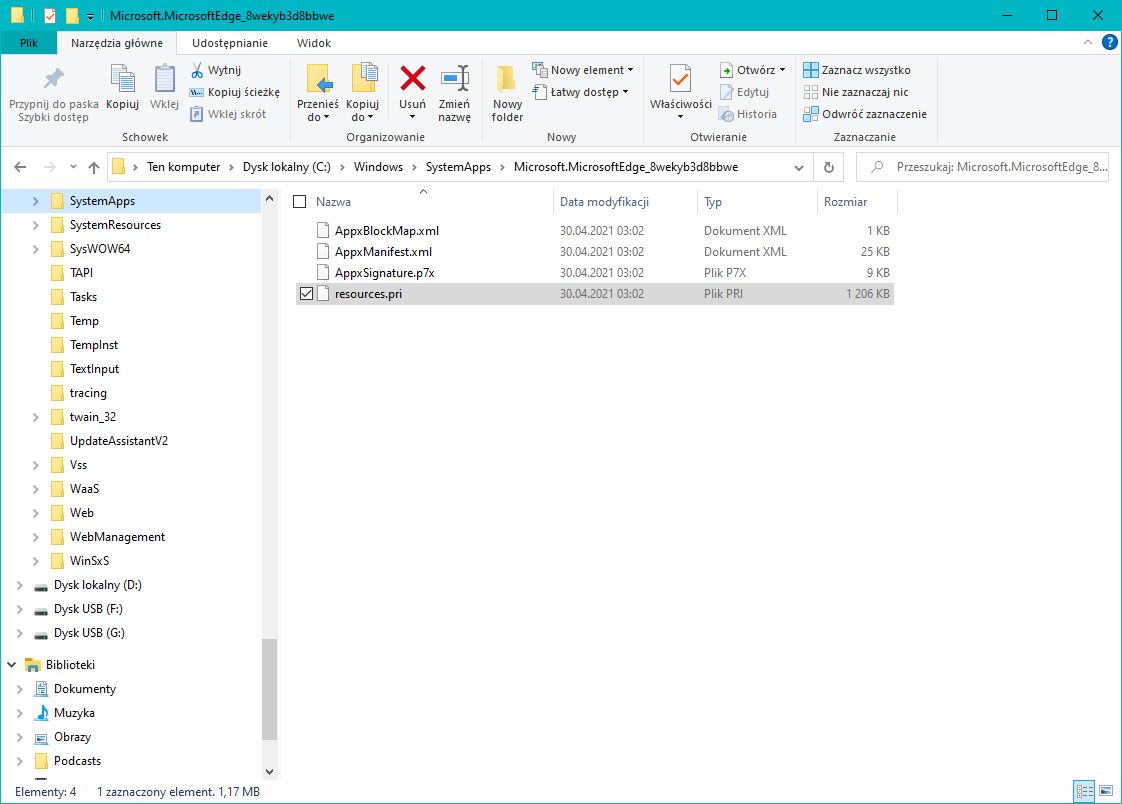 Podpis cyfrowy, pusty manifest i deskryptor zasobów (nieobecnych zresztą). Tyle zostało z klasycznego Edge'a...