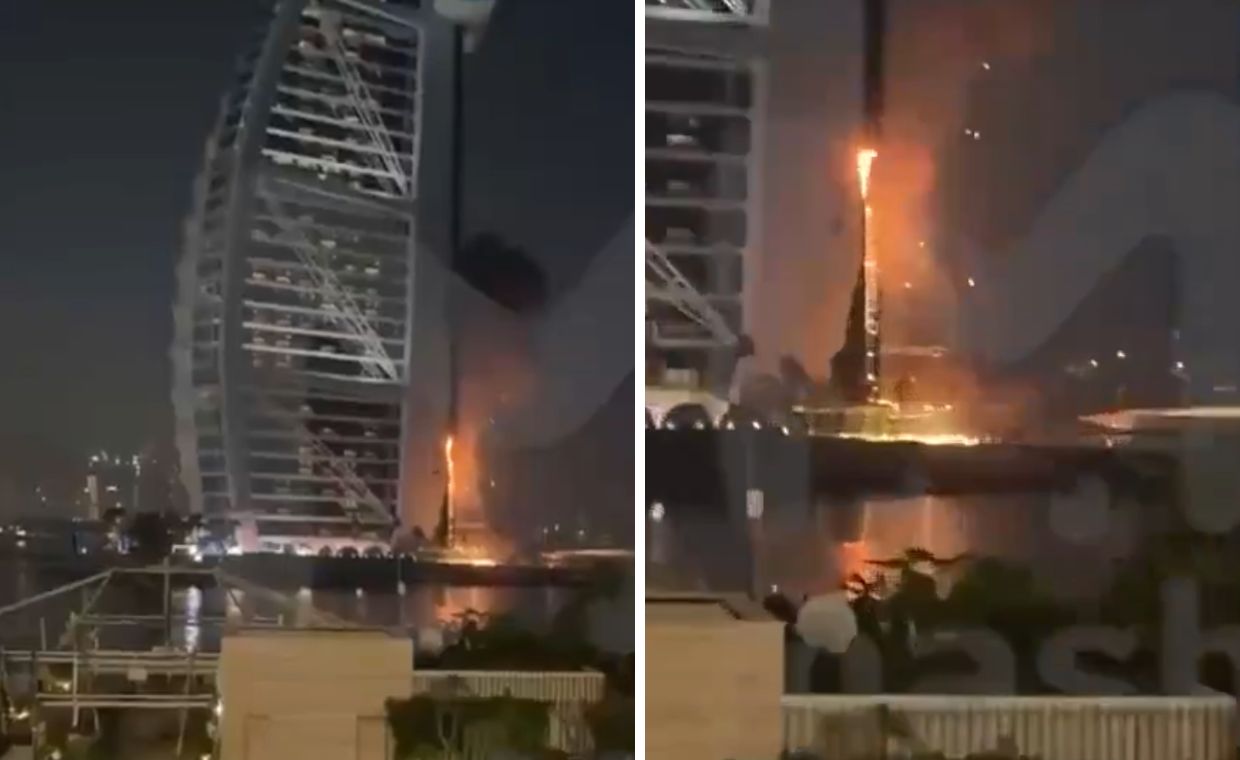 Irański dron uderzył w słynny hotel w Dubaju. Burdż Al Arab w ogniu