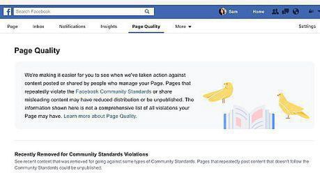 Facebook wprowadza Page Quality, narzędzie do kontrolowania usuniętych treści dla wydawców stron
