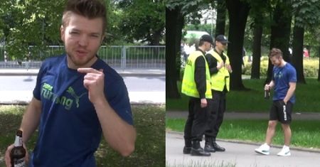 Polak z piwem kpi z policjantów!