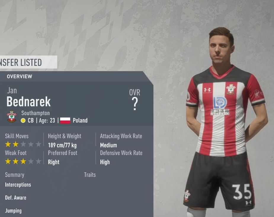 Jan Bednarek w FIFA 20 