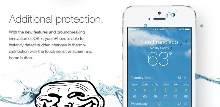 iOS 7 uczyni iPhone'a wodoodpornym, czyli jak strollować użytkowników smartfonów