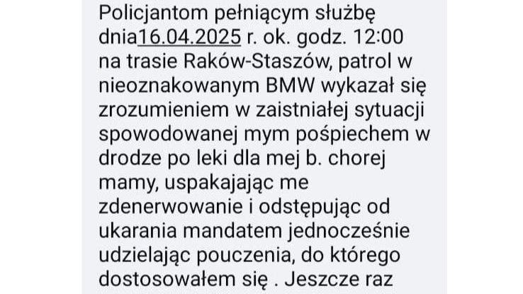 Wiadomość z podziękowaniem