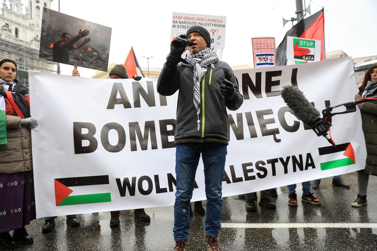 Manifestacja propalestyńska (jm) PAP/Rafał Guz