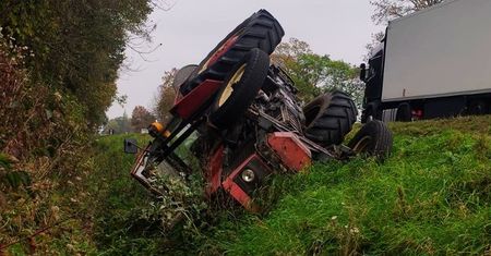 Dachowanie ciągnika. Traktorzysta był pijany