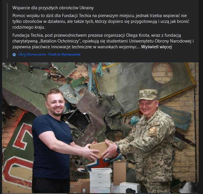 Jeden z ostatnich postów fundacji Techiia. Od lewej Oleg Krot