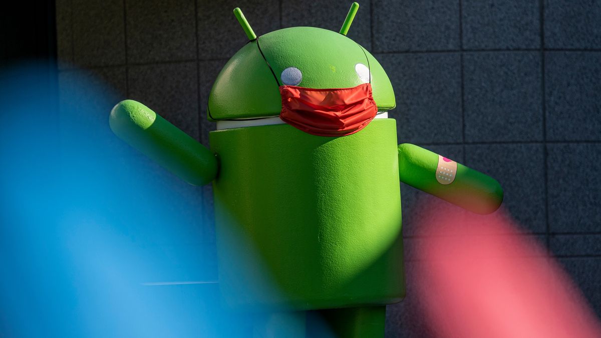 An Android mascot at Google headquarters in Mountain View, California, U.S., on Thursday, Jan. 27, 2022. Alphabet Inc. is expected to release earnings figures on February 1. Photographer: David Paul Morris/Bloomberg via Getty Images