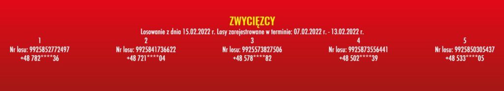 Biedronka loteria wyniki losowania 15.02