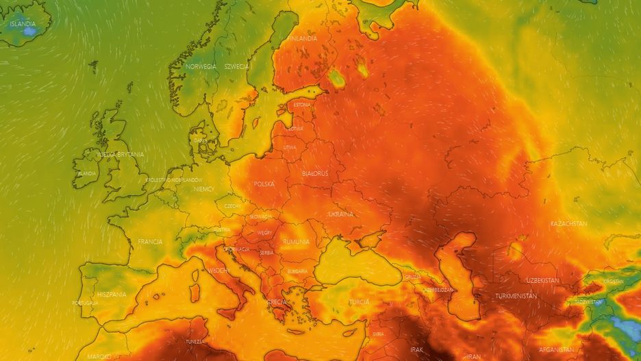 Mapa upałów w Europie - czerwiec 2021