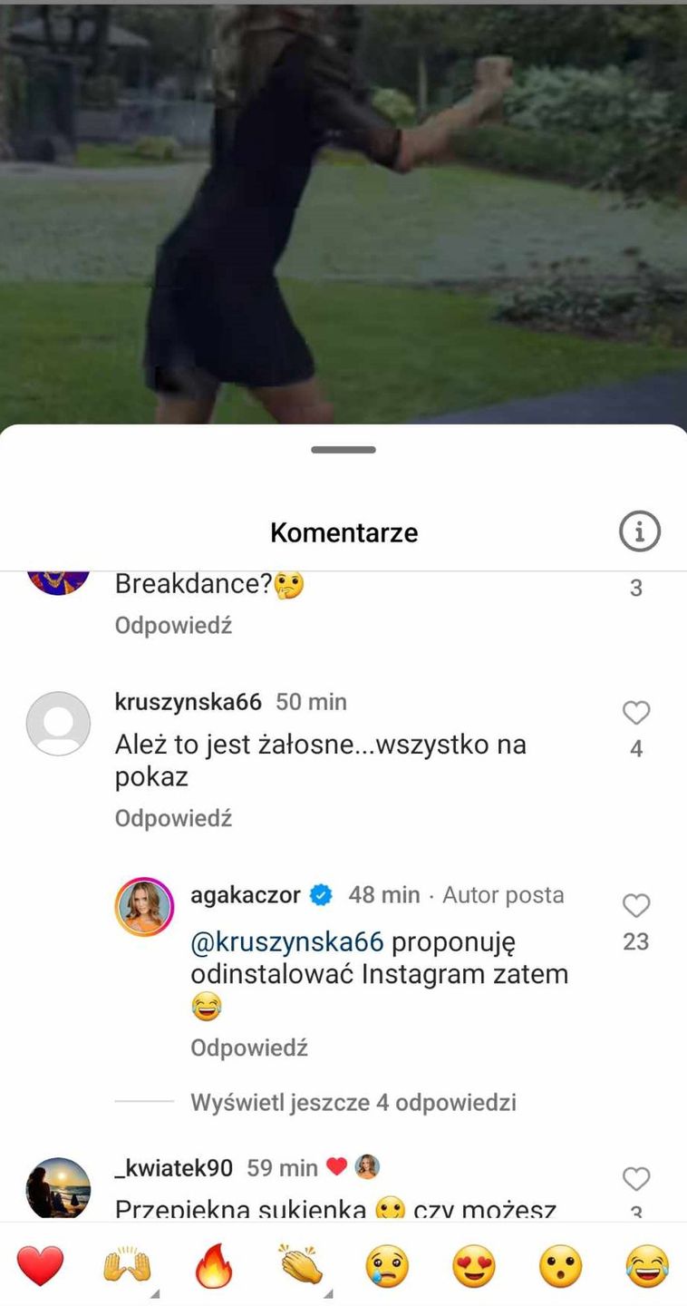 Agnieszka Kaczorowska szybko zripostowała czepliwego internautę