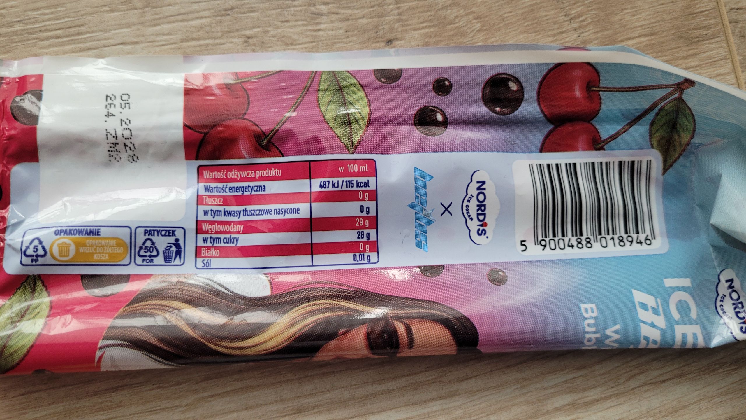 Lody Wiśnia Bubble Tea - wartości odżywcze
