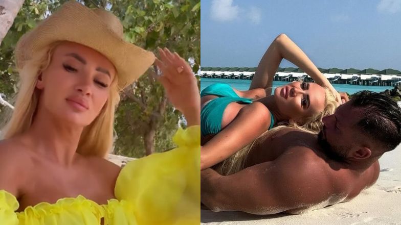 Izabela Macudzińska obściskuje się z mężem na plaży. Internautka: "Jestem ciekawa, co czuje mąż, jak PLASTIK DOTYKA". Odpowiedziała (FOTO)