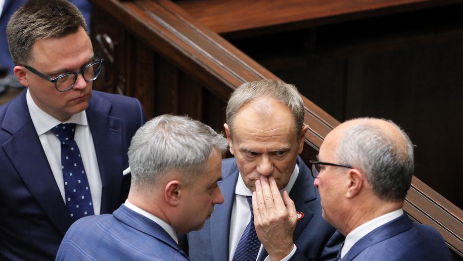 Donald Tusk, Włodzimierz Czarzasty, Krzysztof Gawkowski, Szymon Hołownia