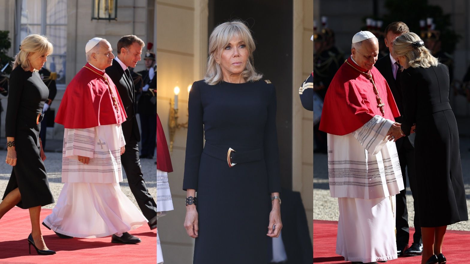 Brigitte i Emmanuel Macron podczas spotkania z papieżem