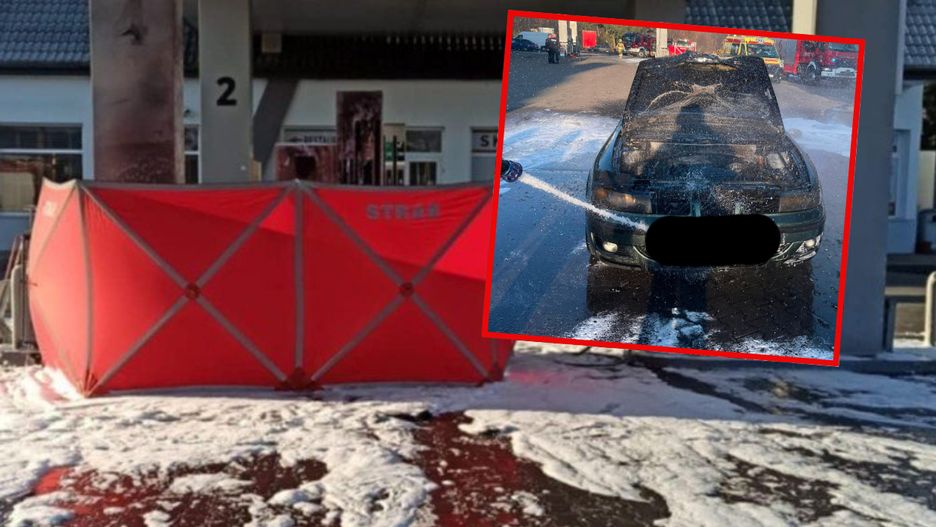 Mężczyzna spłonął w aucie na stacji benzynowej