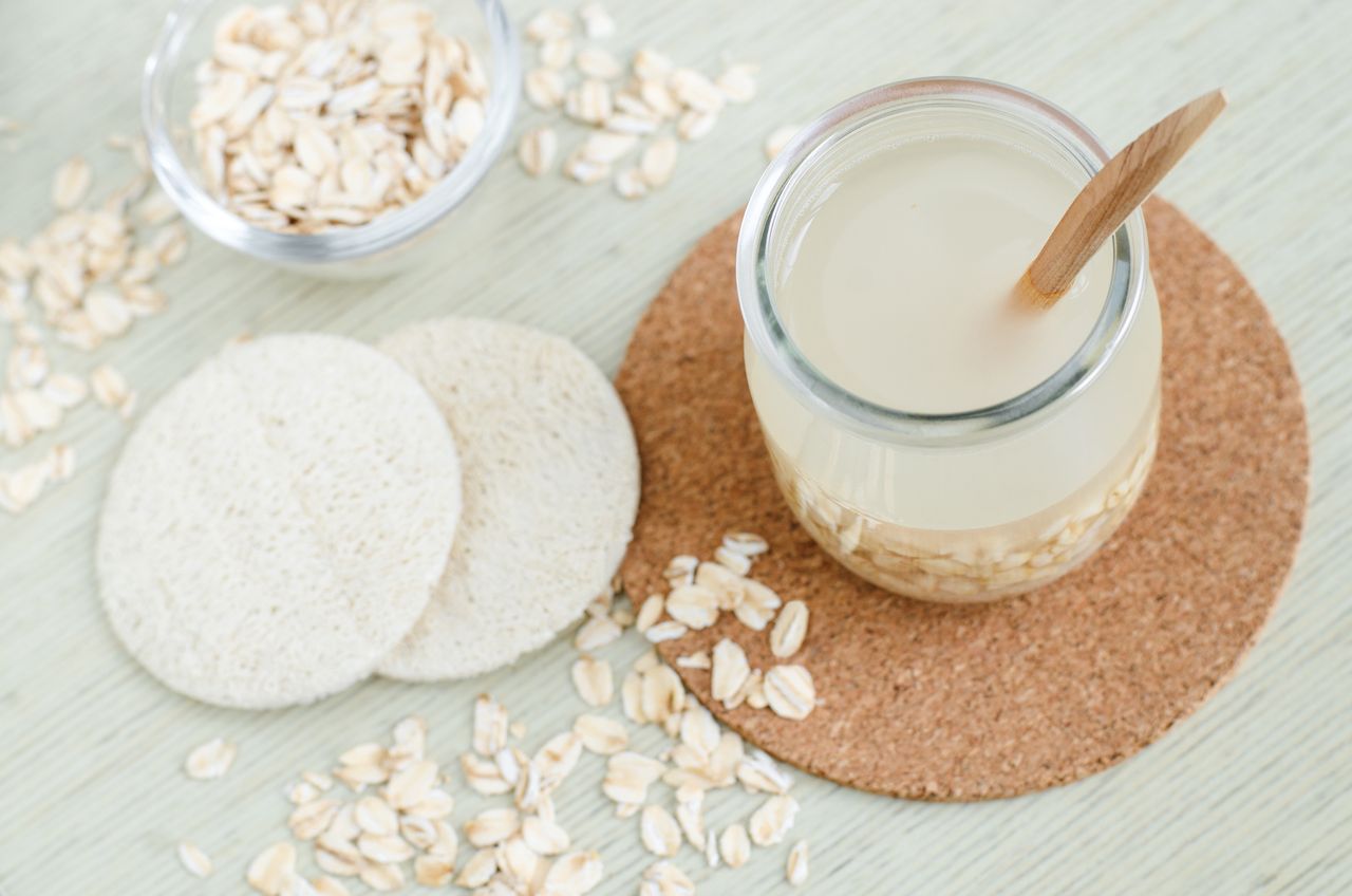 water and oat flakes