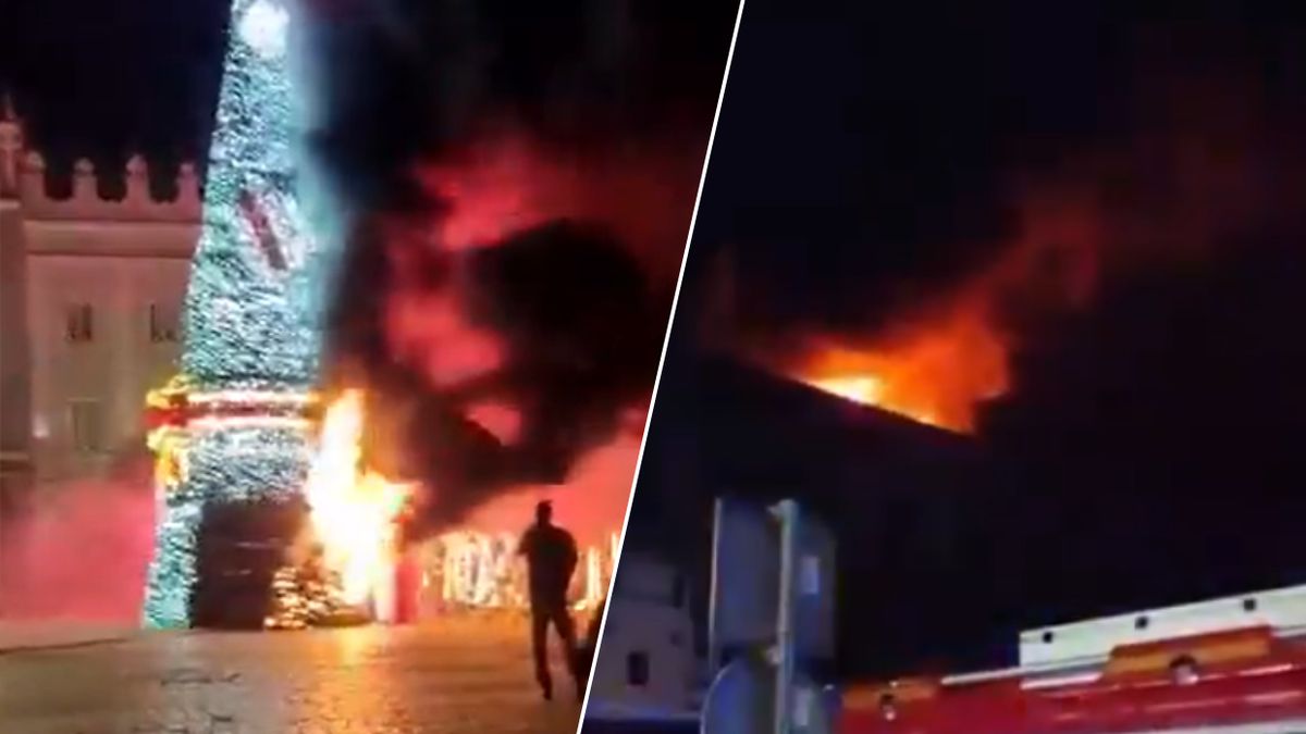 Pożar choinki w Raciborzu i budynku  w Kluczborku