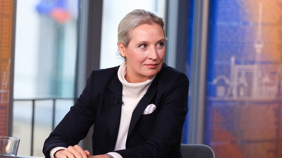 Alice Weidel, co-leader of the Alternative for Germany (AfD), during a Bloomberg Television interview in Berlin, Germany, on Wednesday, Dec. 18, 2024. "What we need to have is free trade among the European countries, but we don't need all the bureaucracy," Weidel said. Photographer: Krisztian Bocsi/Bloomberg via Getty Images