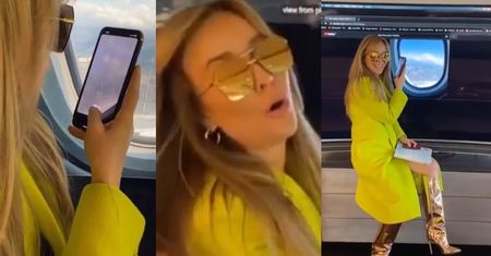 Wystrojona w kanarkowy płaszcz Joanna Przetakiewcz z paszportem w dłoni "ODLATUJE" z salonu (WIDEO)
