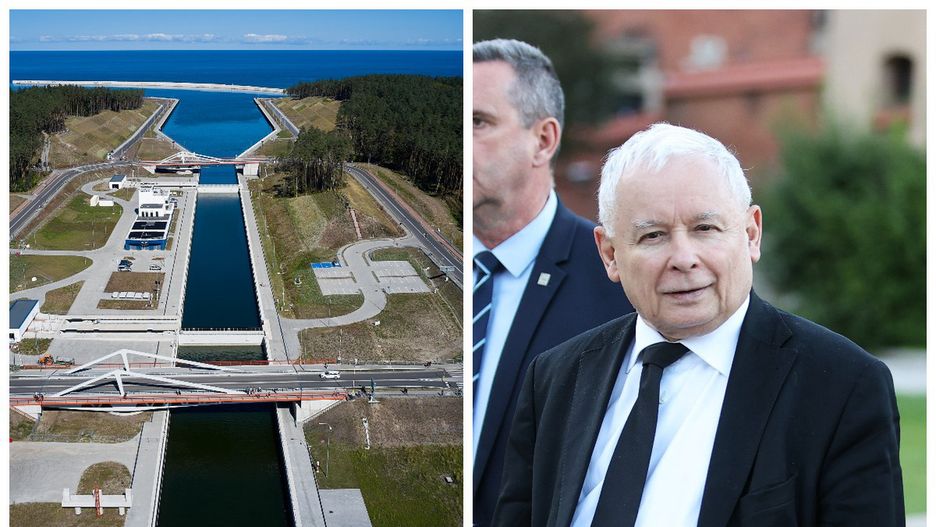 Po lewej na zdjęciu z kanał żeglugowy na Mierzei Wiślanej w miejscowości Skowronki