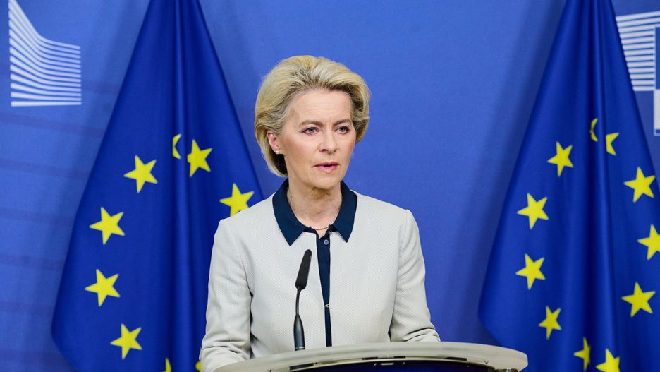 Ursula von der Leyen and Josep Borrell joint press statementBRUSSELS, BELGIUM - FEBRUARY 24: European Commission President Ursula von der Leyen and vice-president in charge of Foreign Policy Josep Borrell (not seen) give a joint press statement on Russia's attack on Ukraine, in Brussels on February 24, 2022, ahead of a EU special summit called today to "discuss the crisis and further restrictive measures" that "will impose massive and severe consequences on Russia for its actions". (Photo by EU Commission / Pool/Anadolu Agency via Getty Images)Anadolu Agencybrussels, european commission president ursula von der leyen, vice-president in charge of foreign policy josep borrell