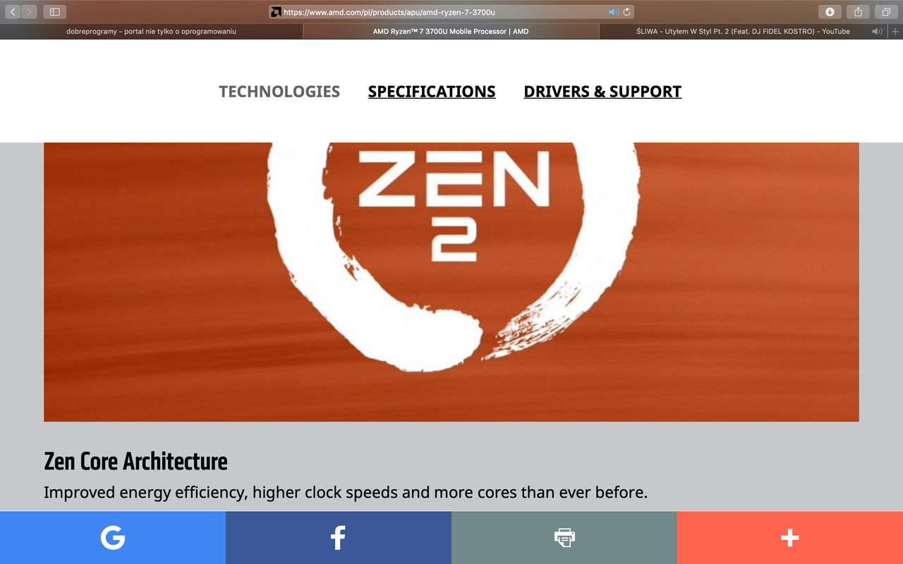 Logo Zen 2 na karcie produktowej Ryzena 7 3700U wyraźnie wprowadza w błąd, bo czip ten korzysta ze starszych rozwiązań Zen+