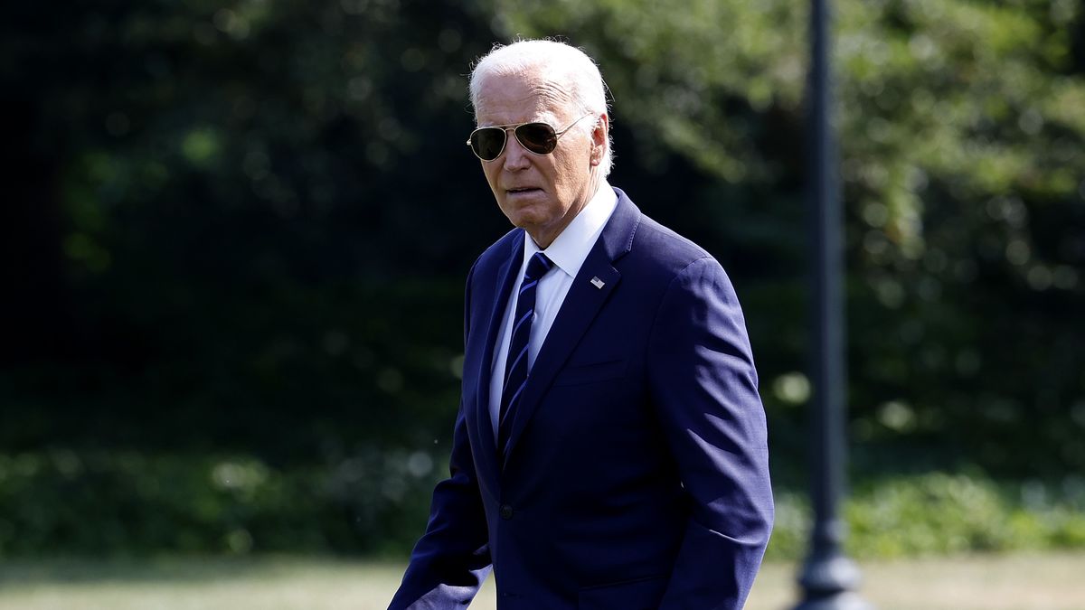 WASHINGTON, DC - JULY 15: U.S. President Joe Biden departs the White House on July 15, 2024 in Washington, DC. Biden is traveling to Las Vegas, Nevada to deliver remarks at the NAACP National Convention and the UnidosUS Annual Conference. (Photo by Kevin Dietsch/Getty Images)