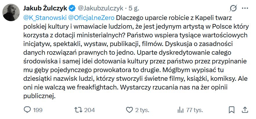 Dyskusja wokół wystąpienia Kapeli w Kanale Zero