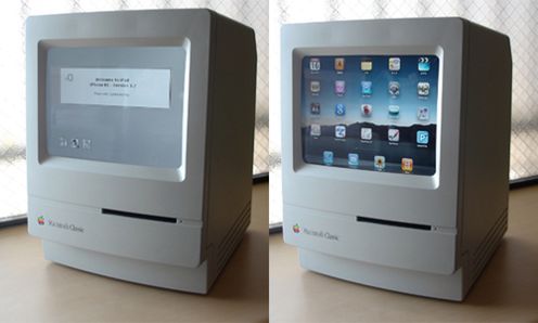 Macintosh Classic jako podstawka dla iPada 1