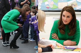 Księżna Kate w zieleni rozczula się na widok uczniów szkoły podstawowej (FOTO)