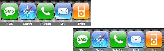 Ikonki z poświatą w docku iPhone'a