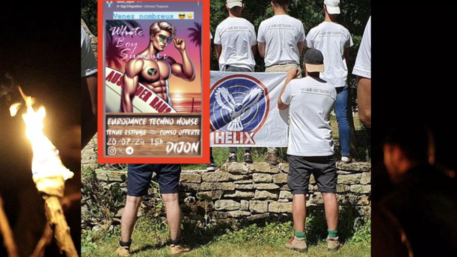 Plakaty z chłopcem z deską surfingową z napisem "Auslander raus" zapraszały na ksenofobiczną imprezę we francuskim mieście Dijon 20 lipca
