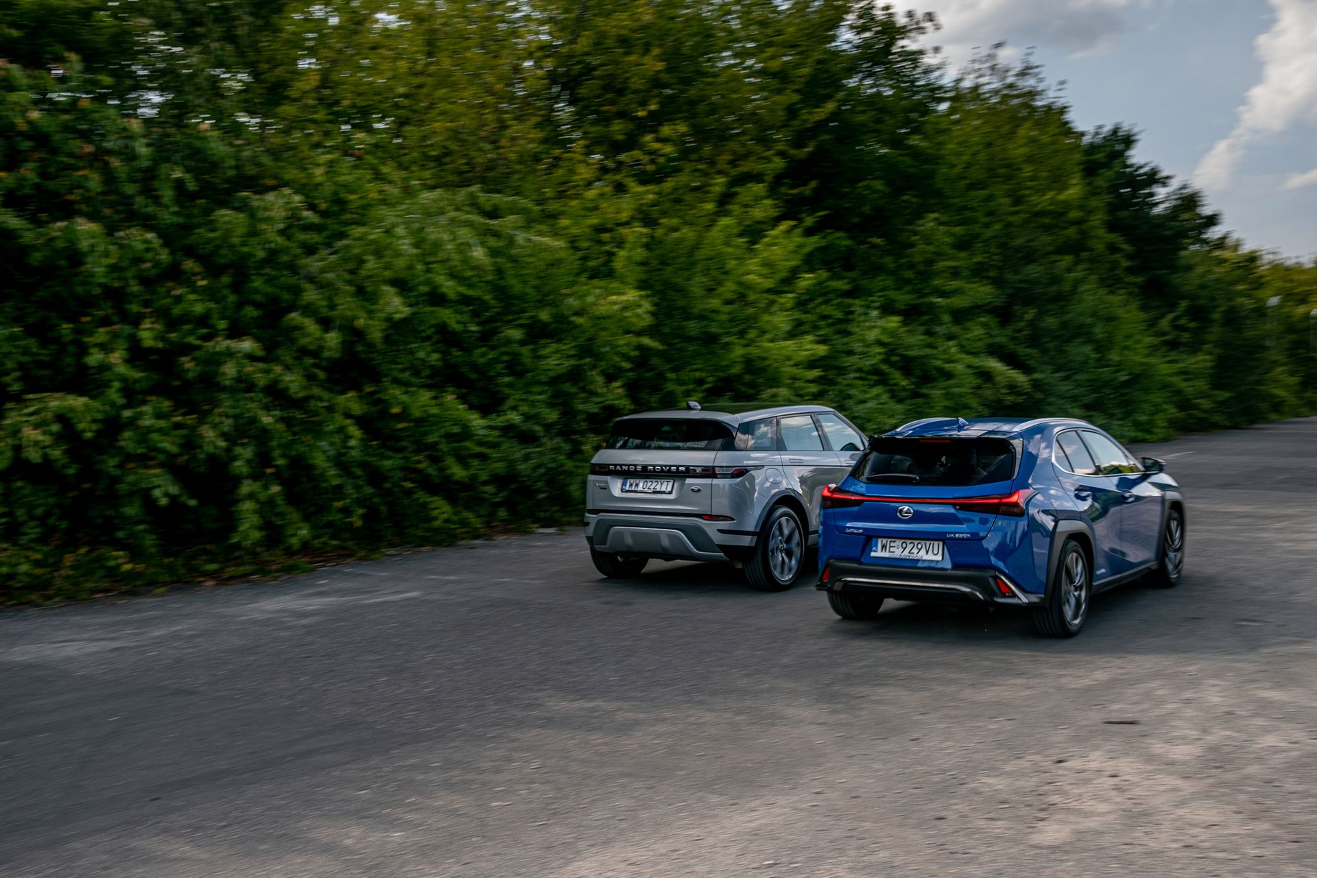 Mini Countryman Cooper S E, Range Rover Evoque D180 i Lexus UX 250h (fot. Błażej Żuławski)