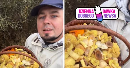 Koniec listopada. Wrócił do domu z pełnym koszem grzybów