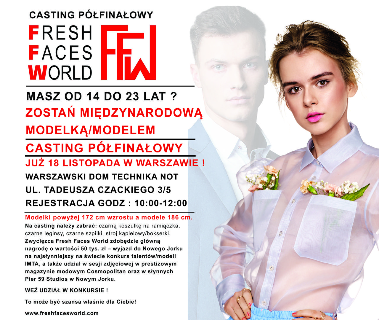 Pragniesz zostać modelką/modelem? Przyjdź na casting półfinałowy do Fresh Faces World