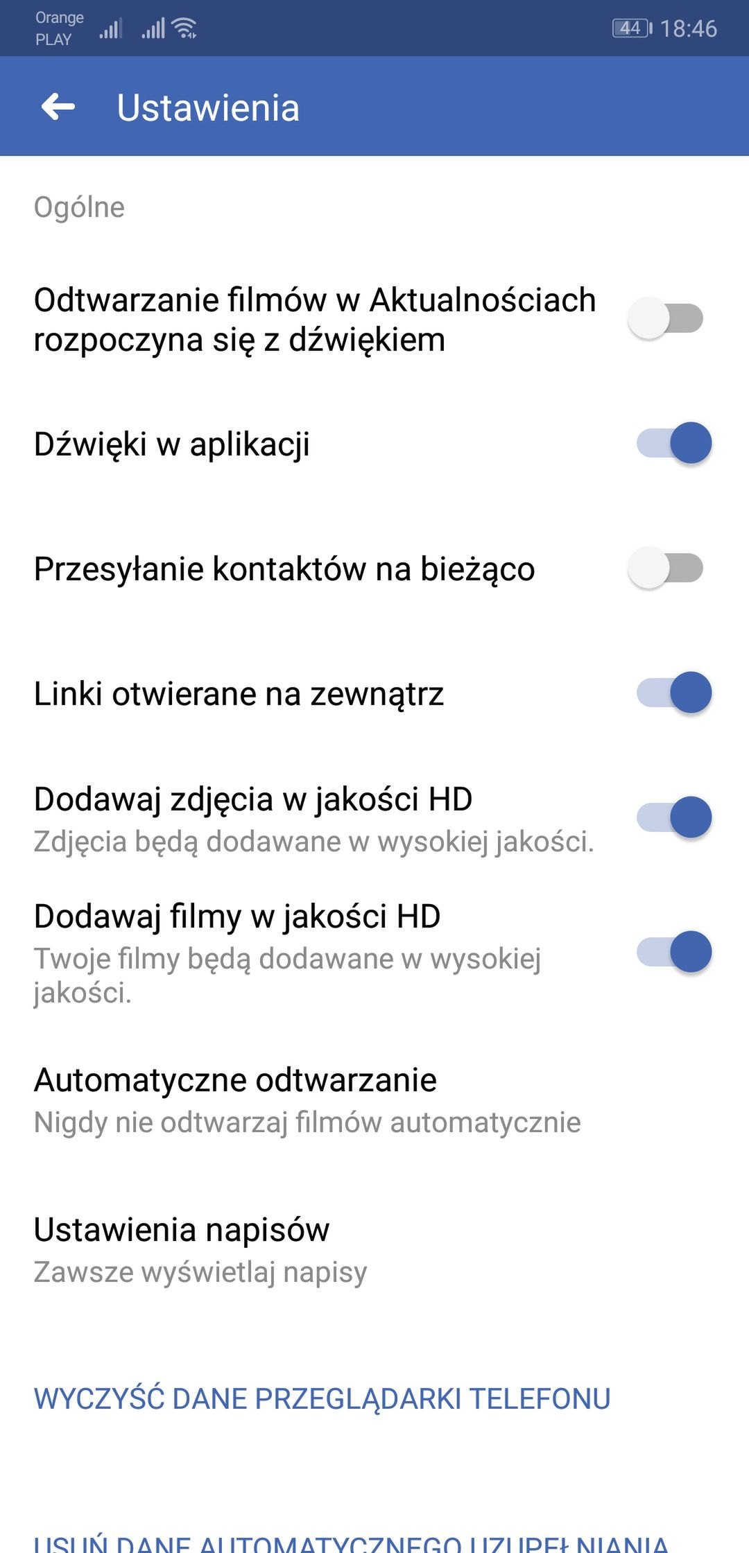 Obok otwierania linków na zewnątrz znaleźć tu można także przydatne ustawienia autoodtwarzania.