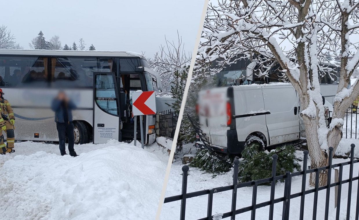 Zasypane drogi. Wypadek autokaru z dziećmi w Zakopanem