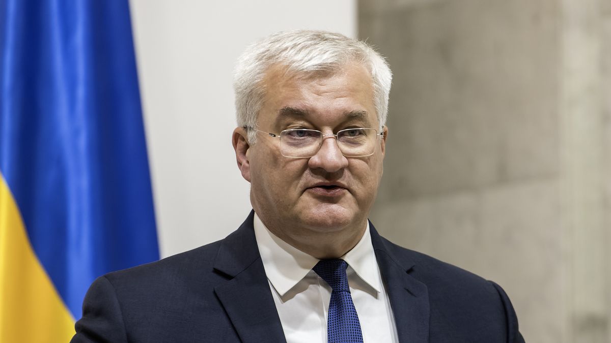 Ukrainian Foreign Minister Andrii Sybiha participates in a joint press conference with French Minister for Europe and Foreign Affairs Jean-Noel Barrot in Kyiv, Ukraine, on July 21, 2025 (Photo by Maxym Marusenko/NurPhoto via Getty Images).
