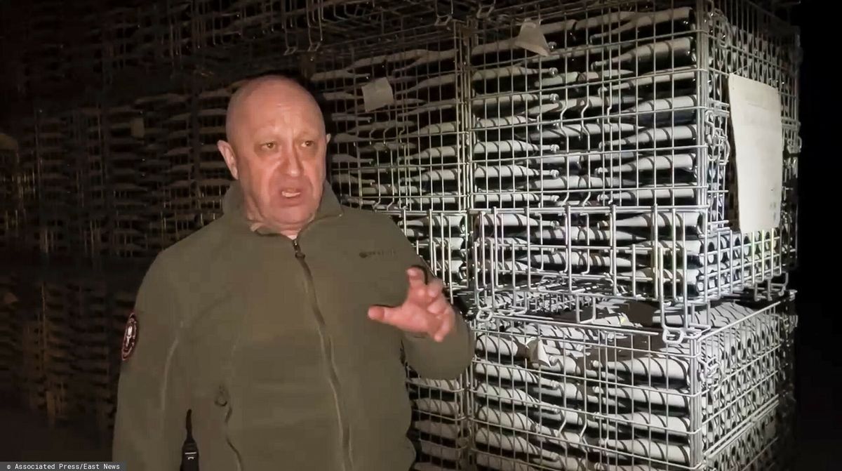 Temporary
In this grab taken from video released by Prigozhin Press Service on Monday, May 29, 2023, Yevgeny Prigozhin's Wagner Group military company speaks to camera at a champagne warehouse in Bakhmut, Ukraine. Wagner head Yevgeny Prigozhin posted a video Monday showing him walking through a champagne warehouse and claiming that he is handing over the Bakhmut factory of sparkling wines to the Russian military. (Prigozhin Press Service via AP)