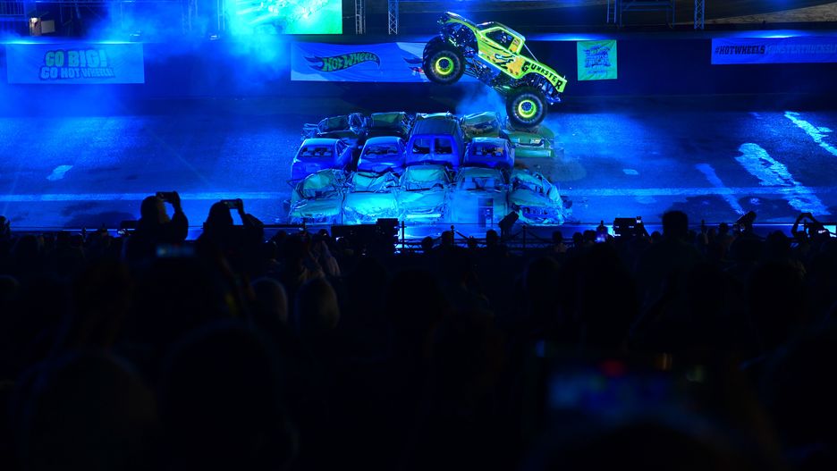 FARWANIYA GOVERNORATE, KUWAIT - OCTOBER 23: Hot Wheels Monster Trucks Live Glow Party takes place in Basel Al-Salem Al-Sabah Motor Racing Club in Farwaniya Governorate, Kuwait on October 23, 2024. (Photo by Jaber Abdulkhaleq/Anadolu via Getty Images)