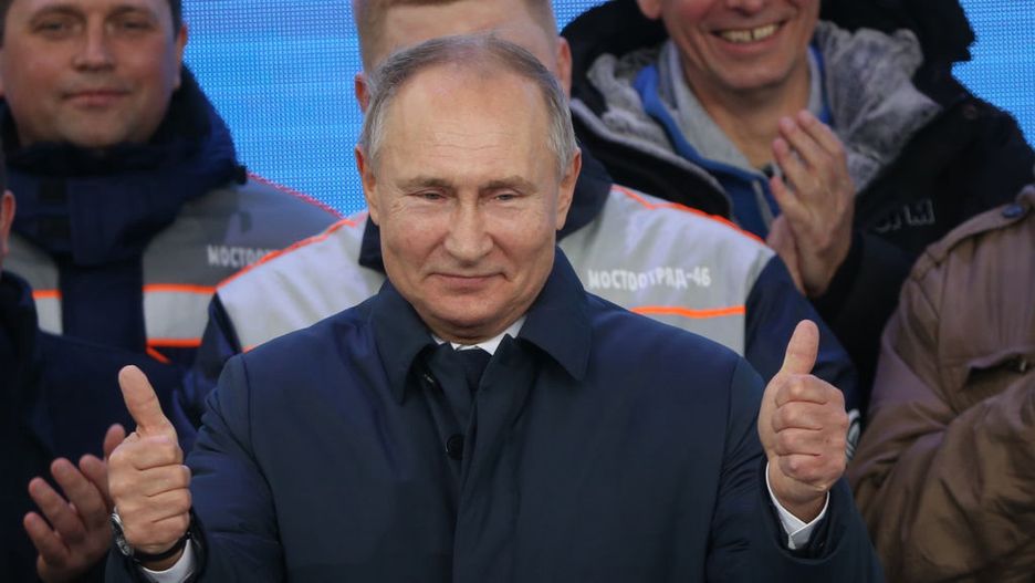 Russian President Vladimir Putin rides the first train accross the Crimean BidgeTAMAN, RUSSIA - DECEMBER 23:  Russian President Vladimir Putin talks during his meeting with workers after riding a train across the bridge linking Russia and Crimean Peninsula at Taman railways station on December 23, 2019 near Anapa, Russia. Putin on Monday inaugurated a raliway bridge to Crimea, the longest in Europe, which is intended facilitate links with Crimea, a disputed territory, which Russia annexed from Ukraine in 2014. (Photo by Mikhail Svetlov/Getty Images)Mikhail Svetlov