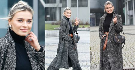 Modna i radosna Natasza Urbańska pozdrawia paparazzi pod studiem TVP (ZDJĘCIA)