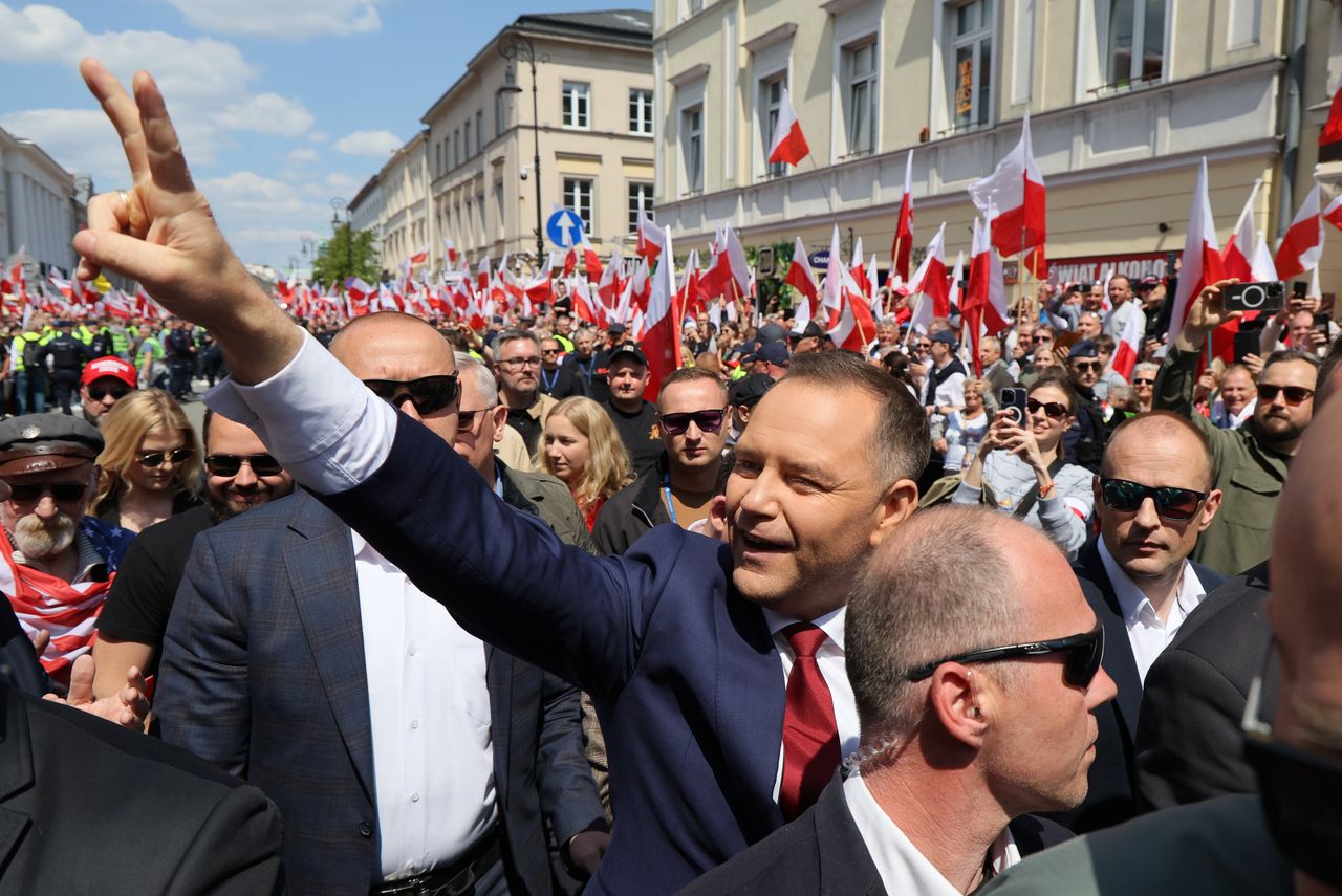 Nawrocki na marszu w Warszawie. "Polacy chcą zmiany"