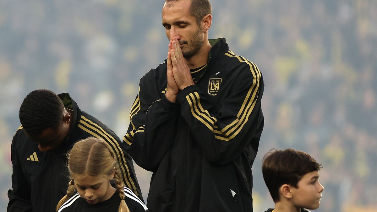 COLUMBUS, OHIO - DECEMBER 09: Giorgio Chiellini #14 of Los Angeles Football Club looks on before the 2023 MLS Cup against the Columbus Crew at Lower.com Field on December 09, 2023 in Columbus, Ohio. (Photo by Maddie Meyer/Getty Images)
