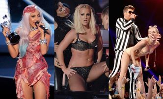 Przypominamy najbardziej IKONICZNE momenty MTV Video Music Awards: mięsna suknia Gagi, kompromitacja Britney, język Miley... (ZDJĘCIA)